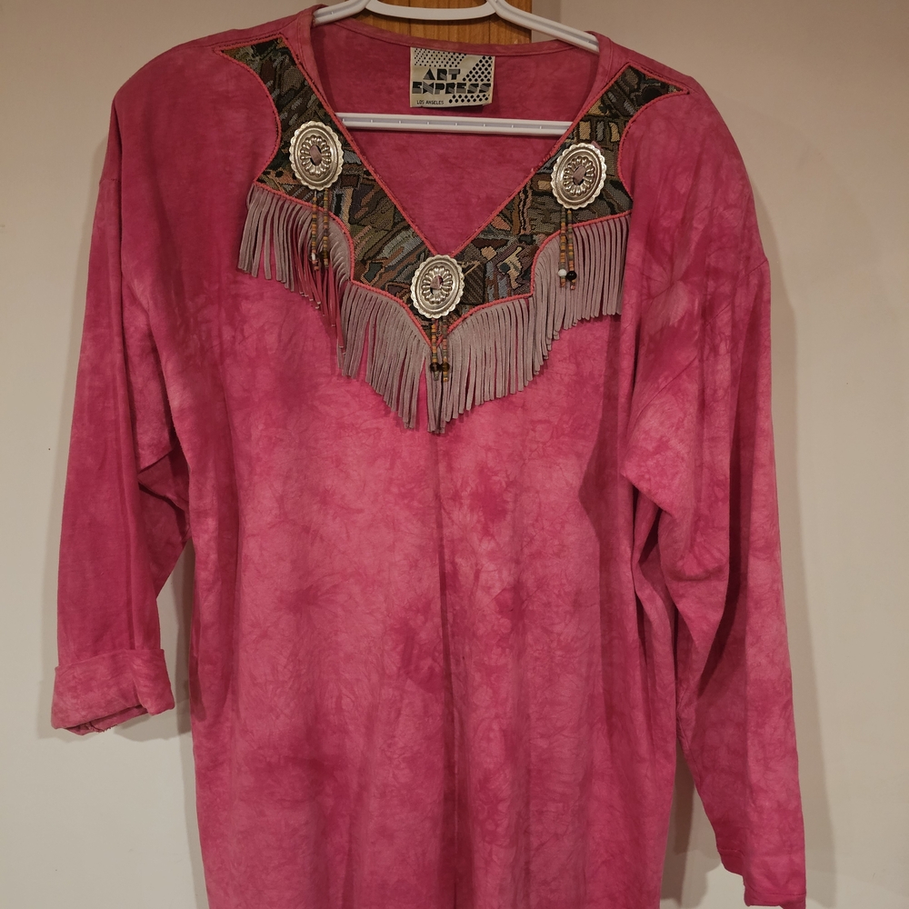 Art Express Los Angeles  Pink Fringe Cowgirl Top